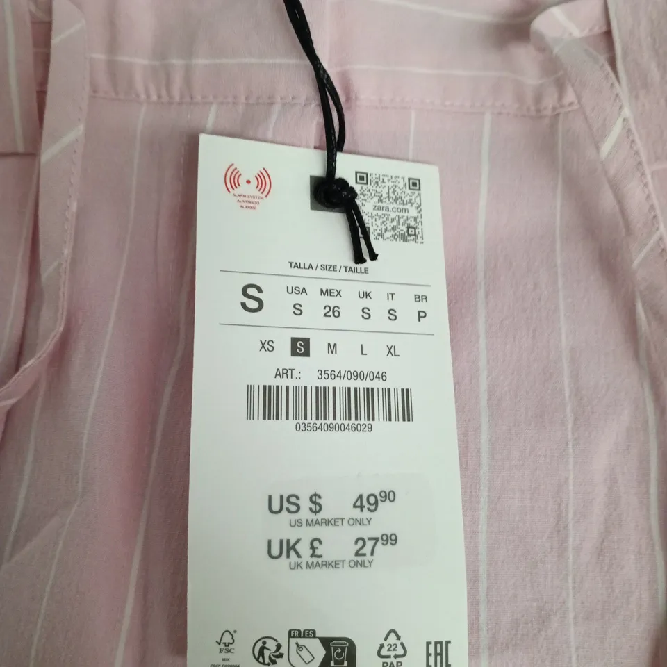ZARA PINK PINSTRIPE WOMEN'S TROUSERS – SIZE S