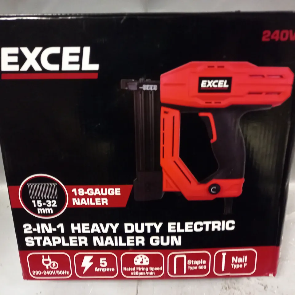 BOXED EXCEL 2IN1 HEAVY DUTY ELECTRIC STAPLER NAILER GUN