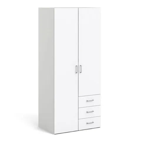 BOXED SPACE WARDROBE WITH 2 DOORS + 3 DRAWERS WHITE, 1750 (2 BOXES)