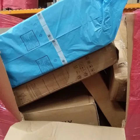PALLET OF ASSORTED HOUSEHOLD GOODS AND PRODUCTS TO INCLUDE; BEDSIDE CRIB, BABY STROLLER, BABY PLAYPEN ETC