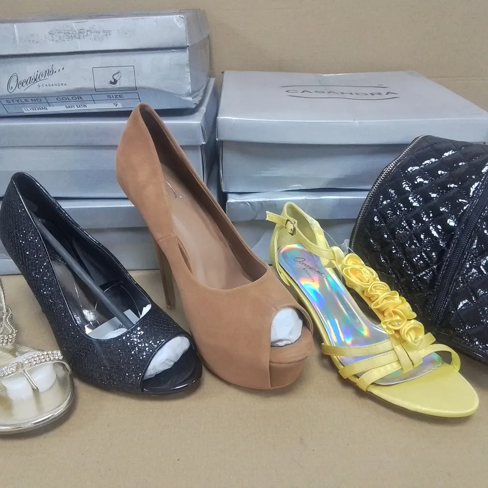 LOT OF 10 ASSORTED PAIRS OF SHOES TO INCLUDE GEMS LONDON AND CASANDRA IN VARIOUS SIZES