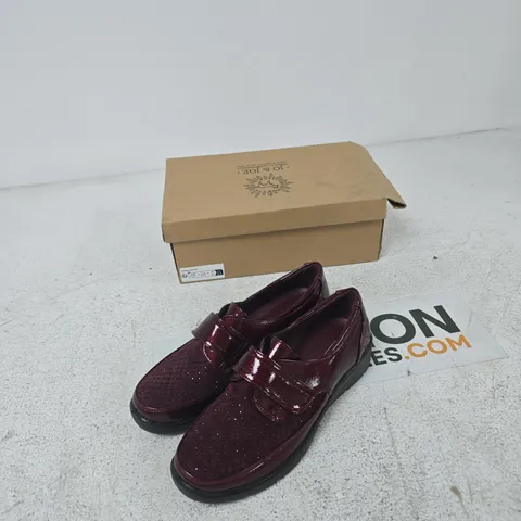 JO & JOE DORA BURGUNDY PATENT LOAFERS – UK 5 – WOMEN'S SHOES