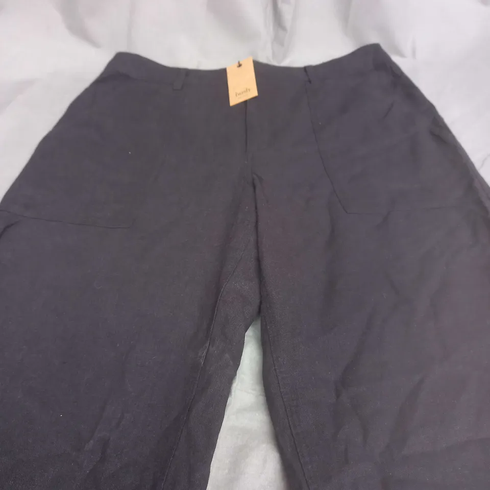 HUSH CARRIE LINEN STRAIGHT CROPPED TROUSERS - SIZE 12