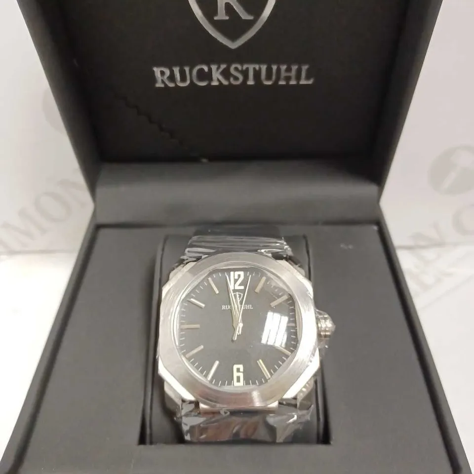 RUCKSTUHL OCTAGONAL WATCH WITH RUBBER STRAP