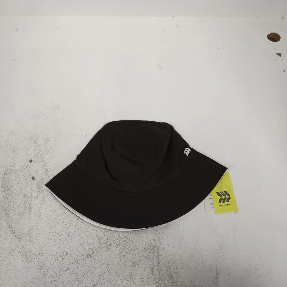 BOX OF APPROXIMATELY 24 ALL IN MOTION BLACK BUCKET HATS IN ASSORTED SIZES