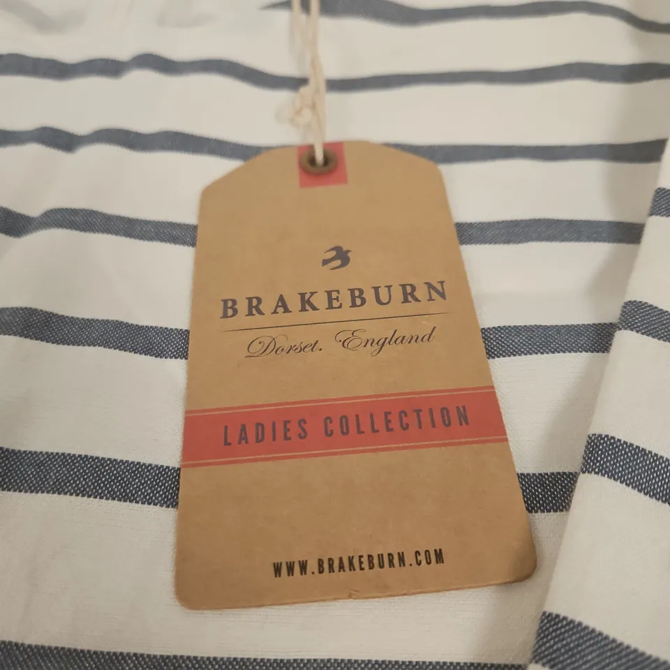 BRAKEBURN LADIES WOVEN STRIPE DRESS – GREY/WHITE, UK 14