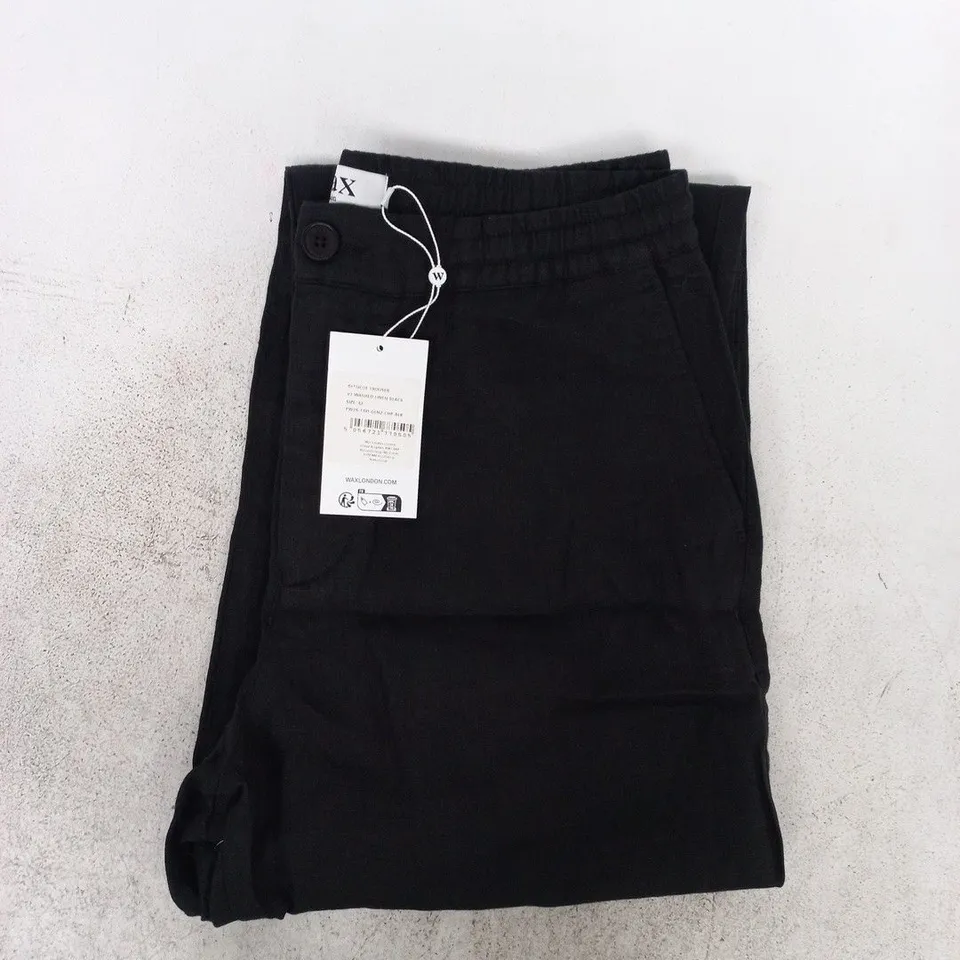 WAX LONDON GLENCOE TROUSERS IN LINEN BLACK SIZE 32