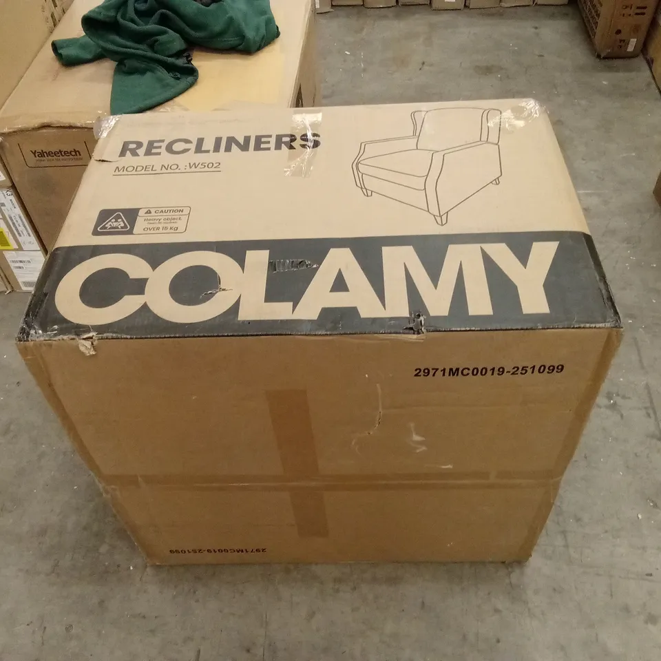 BOXED COLAMY WINGED RECLINER CHAIR, COLOUR UNSPECIFIED (1 BOX)