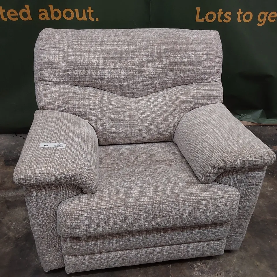 QUALITY BRITISH DESIGNER G PLAN STRATFORD EASY CHAIR LOOM SHALE FABRIC 
