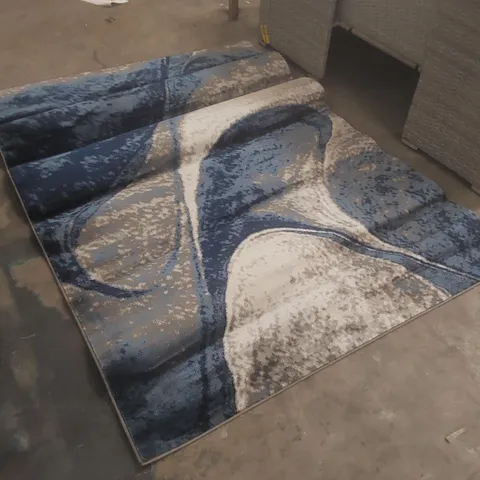 CEPEDA DHURRIE NAVY/GREY RUG - SIZE: RECTANGLE 160 X 230CM
