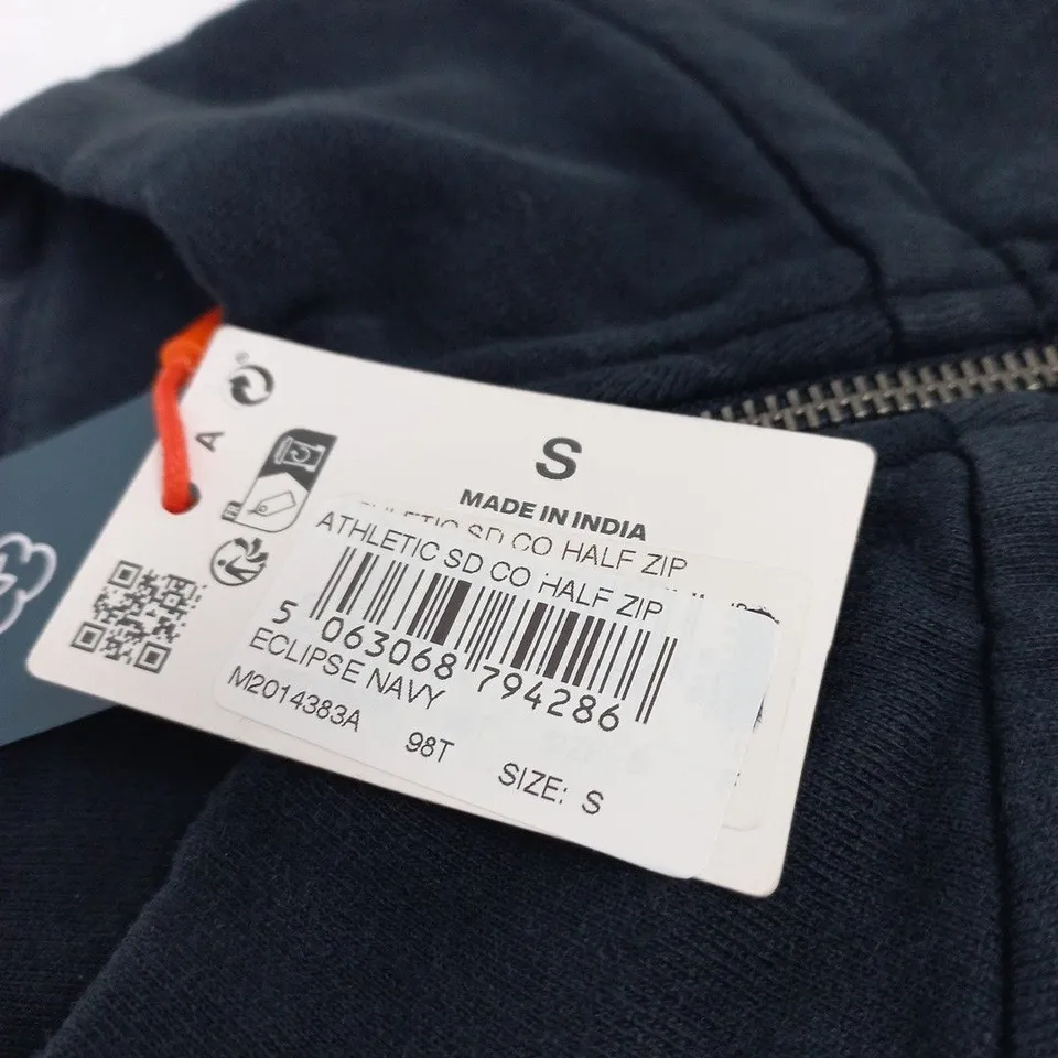 SUPERDRY HALF ZIP SWEATSHIRT – NAVY, SIZE S (UK) – WITH TAGS