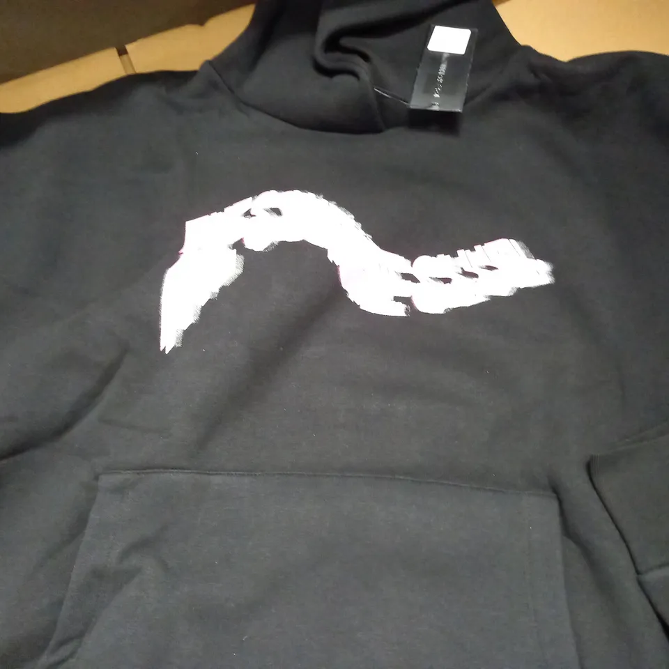 SWOOSH GRAPHIC OVERSIZED BLACK HOODIE