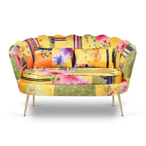 BOXED ANGELICIA 2 SEATER LOVESEAT ACCENT SOFA - ANNA GOLD