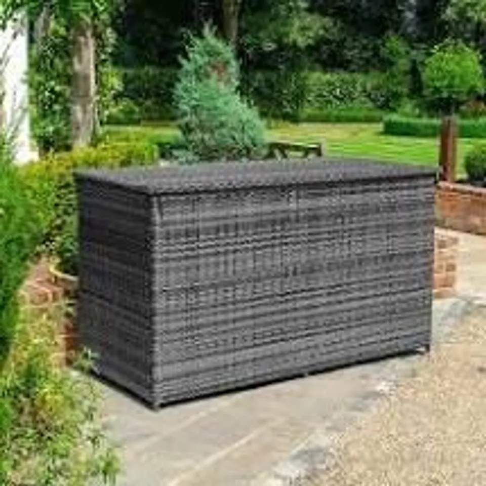 BOXED GREY MANCUSO RATTAN STORAGE BOX 165 X 16 X 95.5CM