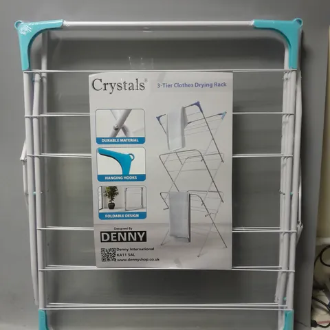 BOXED CRYSTALS DENNY 3 TIER CLOTHING DRYING RACK 