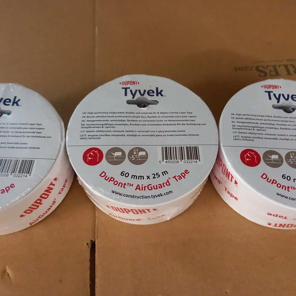 LOT OF 3 DUPONT TYVEK AIRGUARD TAP - 60M X 25M