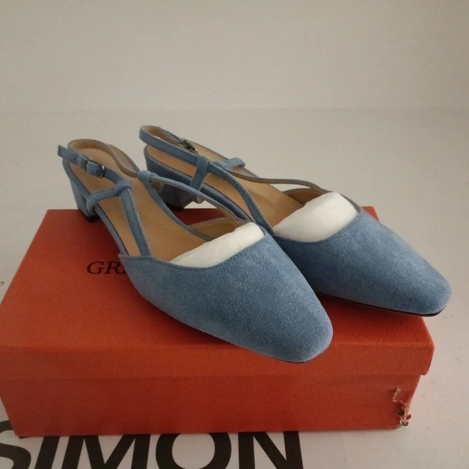 GRAVY EVERY STEP BLUE SUEDE SLINGBACK PUMP WITH ANKLE STRAP – WOMEN'S EU 40