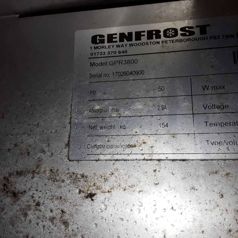 LINCAT GENFROST GPR3800 3 DOOR PREP COUNTER WITH RAISED TOPPING WELL
