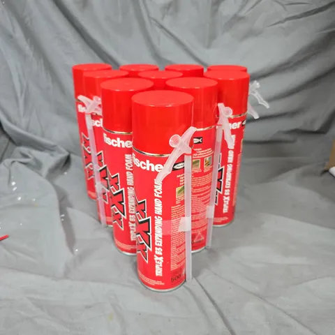 BOX OF APPROXIMATELY 14 CANS OF FISCHER TRIPLE X EXPANDING HAND FOAM 500ML PER CAN