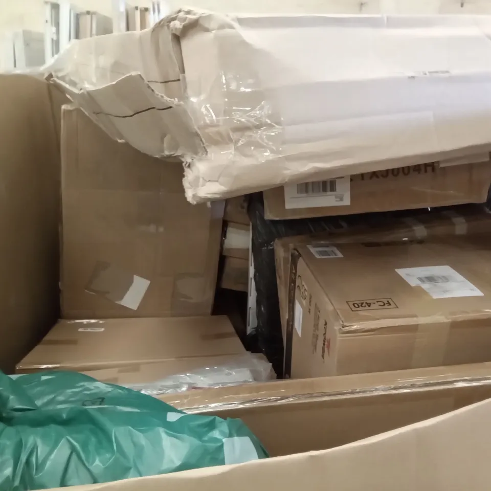 PALLET OF ASSORTED ITEMS INCLUDING STOREMIC TOILET SEAT, LAPTOP BED TRAY TABLE, HNNHOME CHAIR, LED SPIRAL PANEL, CANVAS ART