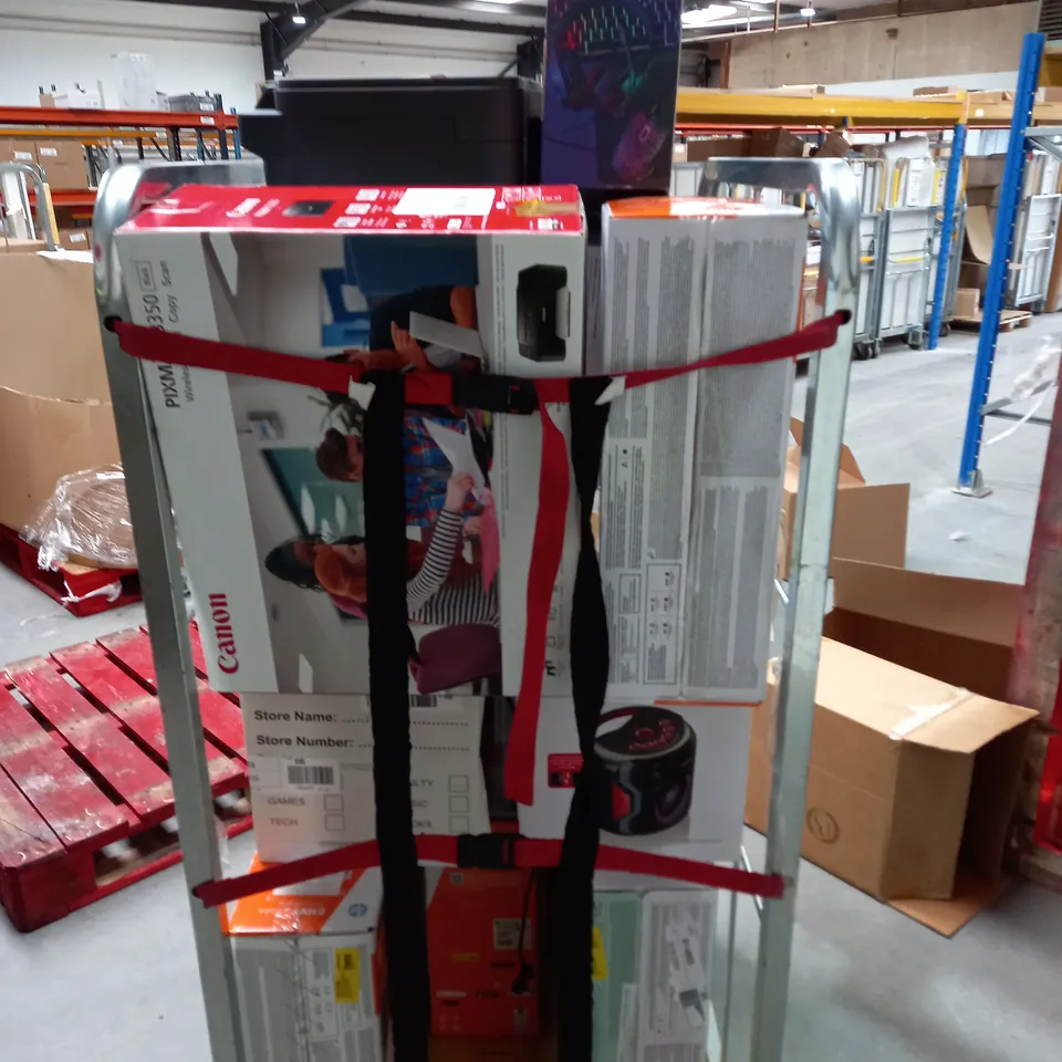 CAGE OF ASSORTED ELECTRICAL ITEMS TO INCLUDE PRINTERS, POLAROID AND GAMNG KIT  - COLLECTION ONLY