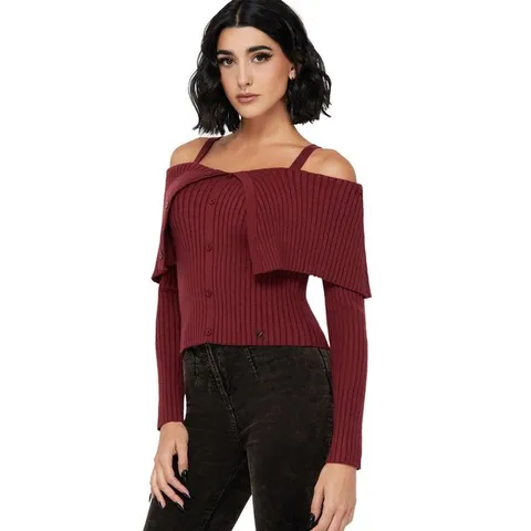 BRAND NEW BAGGED KILLSTAR - DUSK EMPRESS - RED WOMEN'S OFF-THE-SHOULDER TOP SIZE M