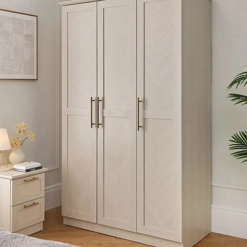 BOXED TILBURY 3 DOOR WARDROBE - VANILLA WHITE (2 BOXES)