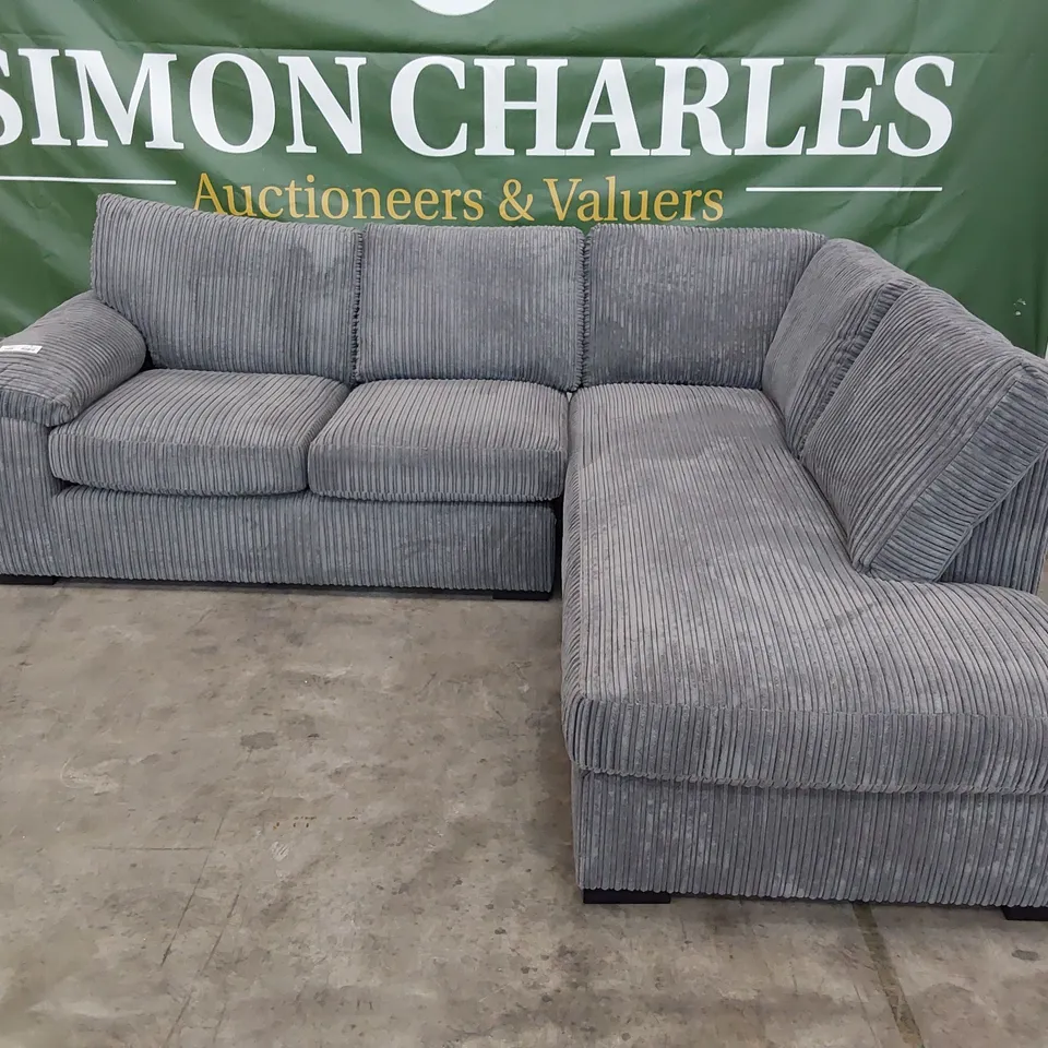 DESIGNER CORNER CHAISE SOFA GREY JUMBO CHORD