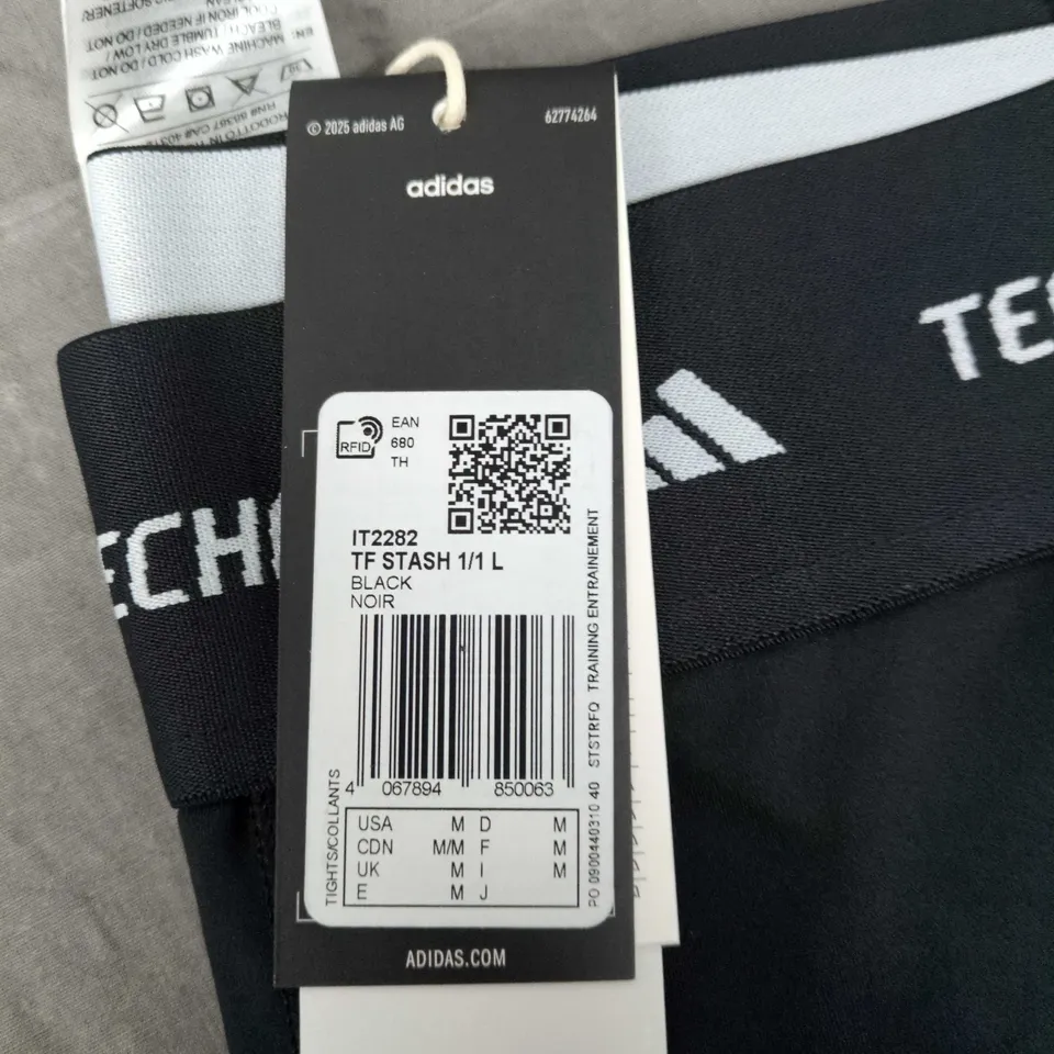 ADIDAS TF STASH TECHFIT TRAINING TIGHTS – BLACK, UK SIZE M