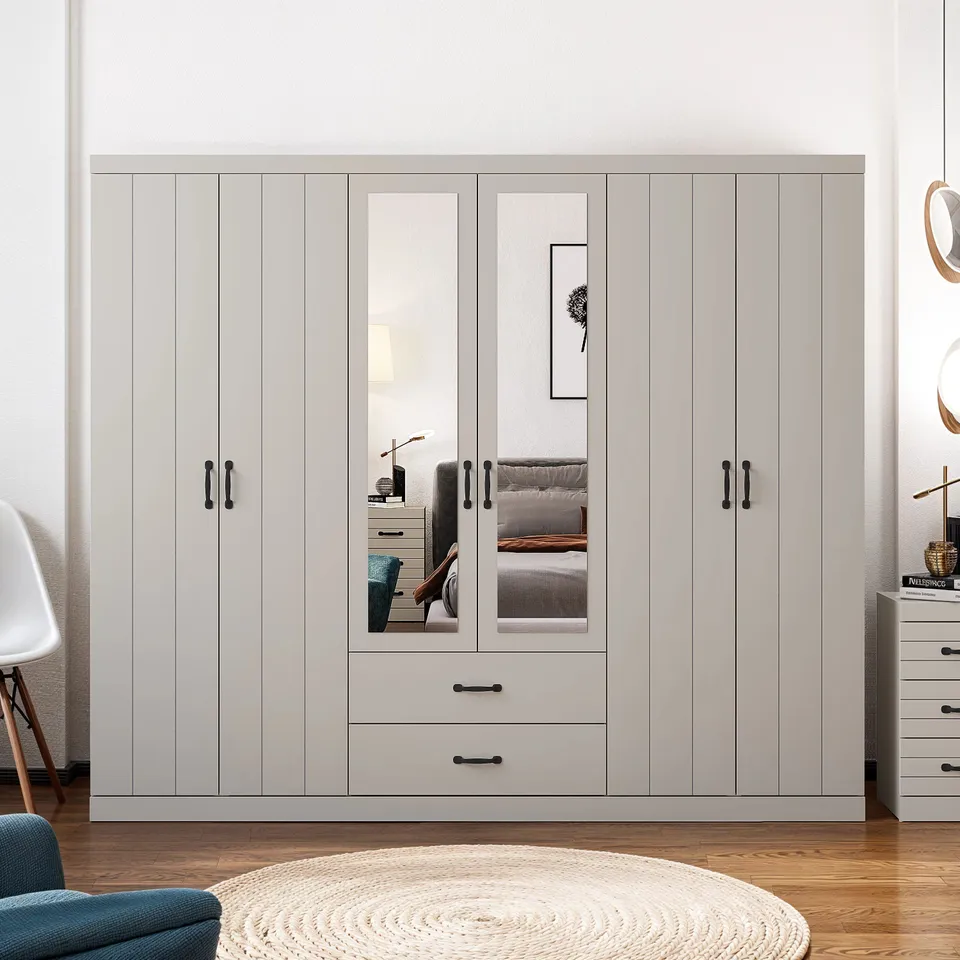 BOXED ALLINGTON 6 DOOR 2 DRAWER WARDROBE WITH MIRROR [3 BOXES]