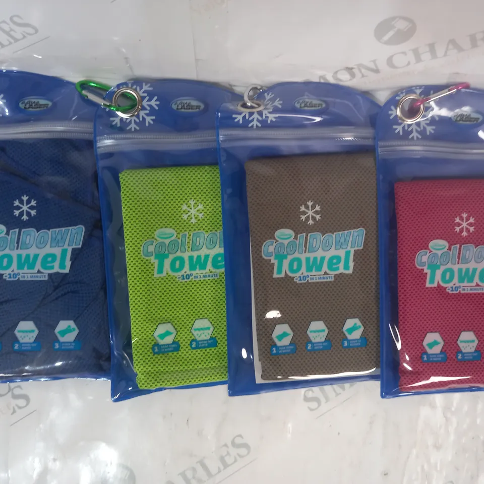 BOXED AQUA LASER SET OF 4 COOL DOWN TOWELS