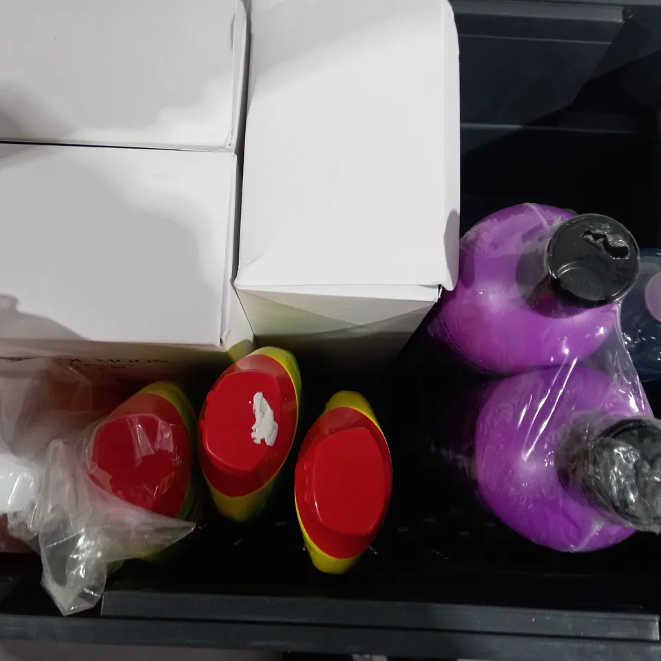 BOX OF APPROX 8 ASSORTED LIQUIDS TO INCLUDE - EPOXY HARDENER - DEEP CLEANING POWERDER - ELBOW GREASE CREAM CLEANER ECT