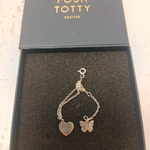 POSH TOTTY DESIGNS DINKY CHARM BRACELET WITH 2 CHARMS STERLING SILVER