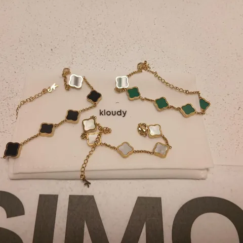 KLOUDY ENAMEL SQUARE-LINK BRACELETS SET, GOLD-TONE