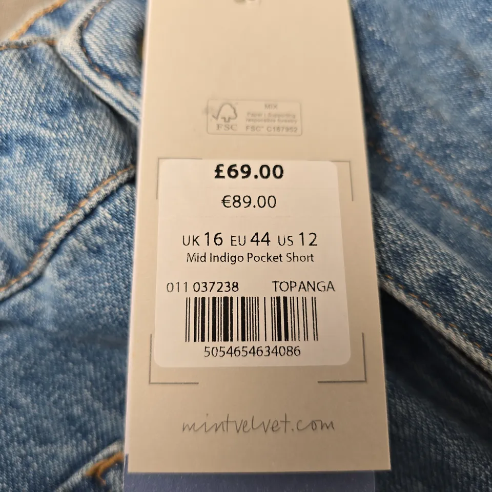 MINT VELVET INDIGO POCKET SHORTS - UK 16