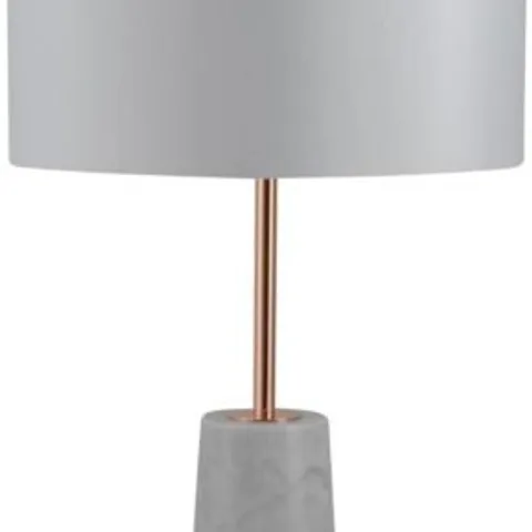 BOXED FIRST CHOICE LIGHTING PHOENIX 1 LIGHT TABLE LAMP MARBLE WITH COOPER & WHITE SHADE 48CM H