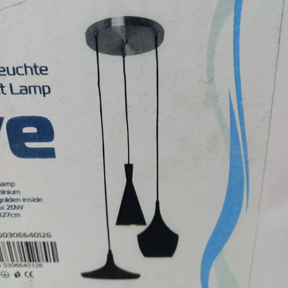 BOXED NNB LIGHTING CURVE 3 LIGHT CEILING PENDANT BLACK GOLD