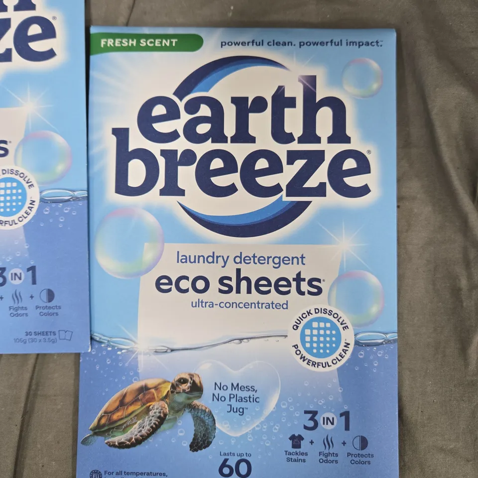 EARTH BREEZE ECO SHEETS LAUNDRY DETERGENT – 3 PACKS, 30 SHEETS EACH (60 WASHES PER PACK)