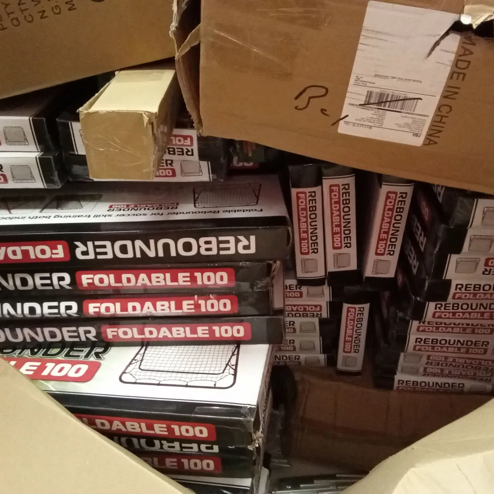 PALLET OF ASSORTED HOUSEHOLD GOODS AND PRODUCTS TO INCLUDE; A LARGE QUANTITY OF REBOUNDER FOLDABLE FOOTBALL NETS AND OTHER GOODS