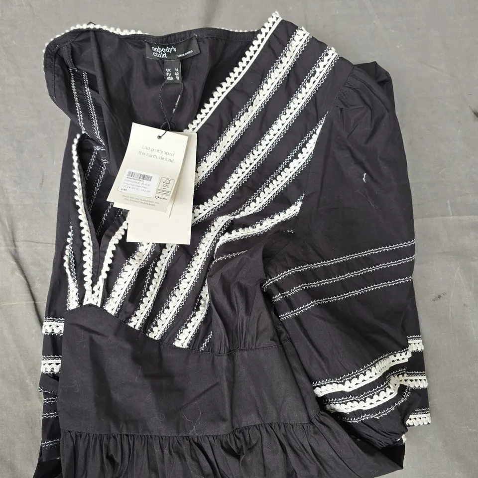 NOBODY'S CHILD ROSA MIDI DRESS IN BLACK/WHITE SIZE UK 14