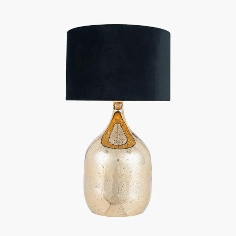 BOXED STELLAR CHAMPAGNE GOLD GLASS DUAL LIGHT TABLE LAMP