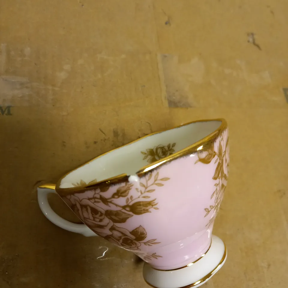 ROYAL ALBERT 100 YEARS 40017590 1960 GOLDEN ROSE TEACUP, SAUCER, PLATE 20CM, 3 PIECE, BONE CHINAECE SET, PINK, CHINA