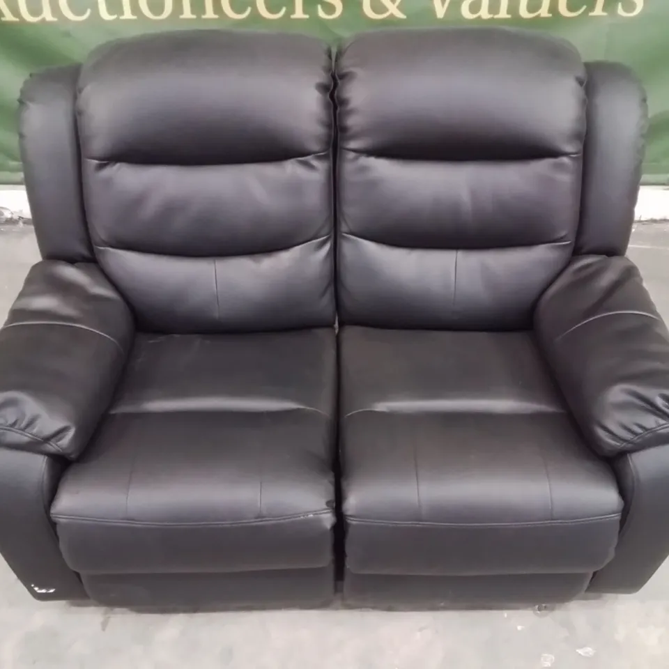 QUALITY DESIGNER FAUX LEATHER BLACK 2 SEATER RECLINER SOFA
