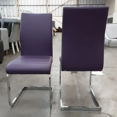 SET OF 2 PURPLE PU LEATHER DINING CHAIRS 