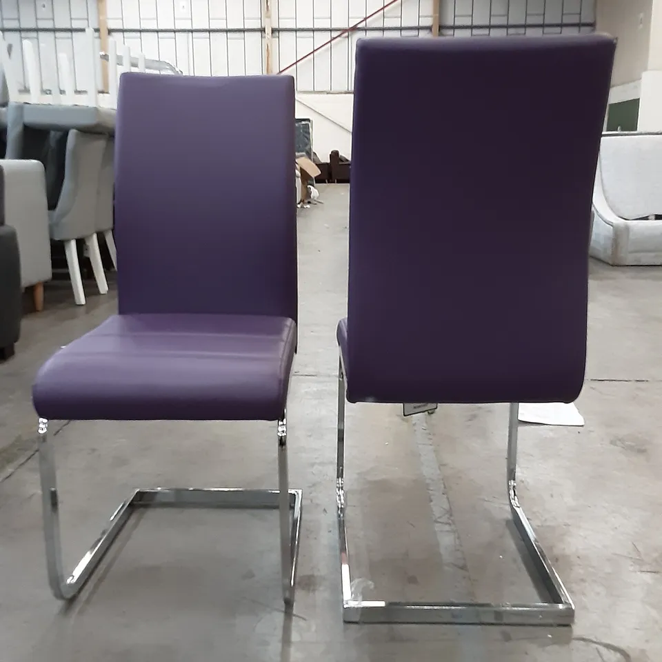 SET OF 2 PURPLE PU LEATHER DINING CHAIRS 