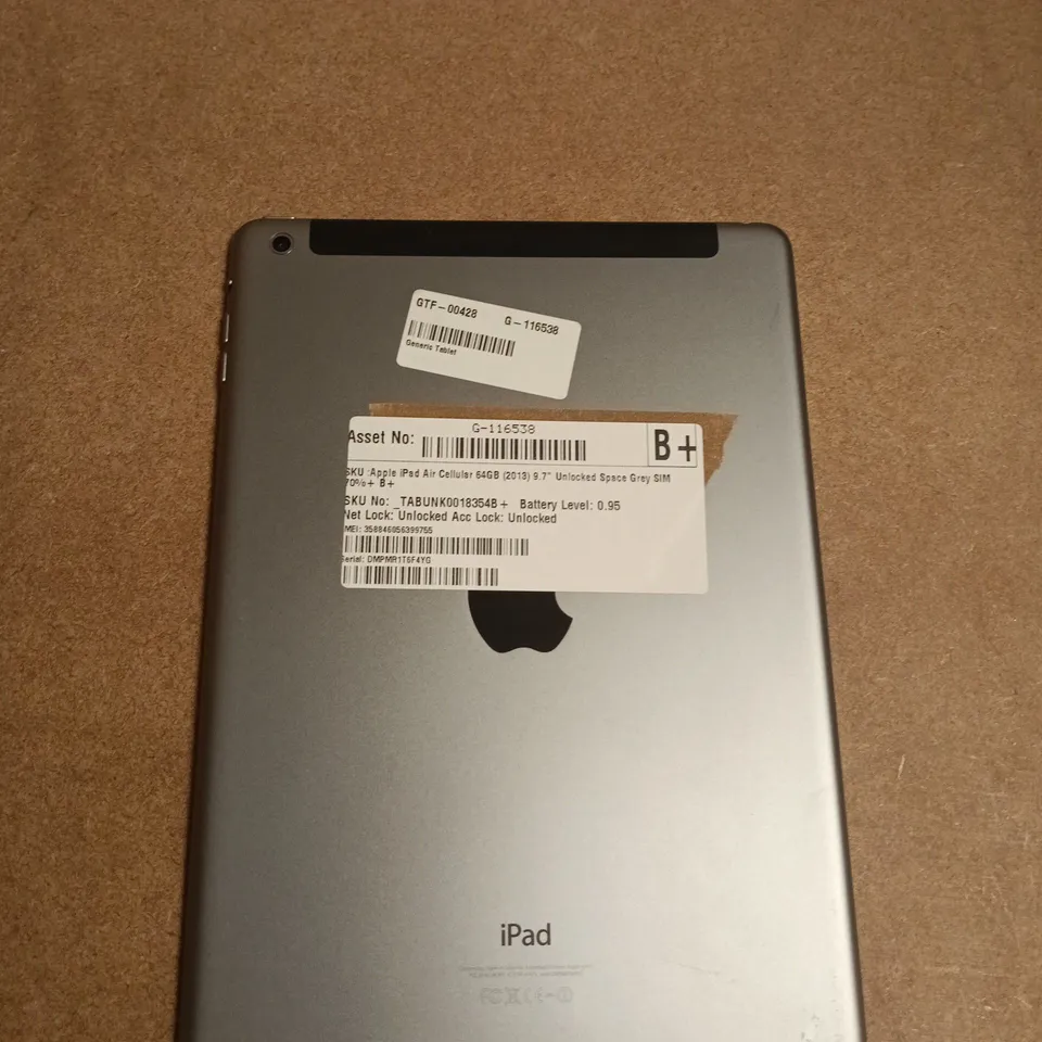APPLE IPAD AIR (2013) 64GB SPACE GREY – CELLULAR