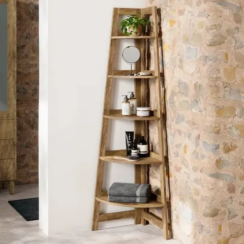 BOXED HUMPHREY CORNER LADDER SHELF - MANGO WOOD EFFECT (1 BOX)