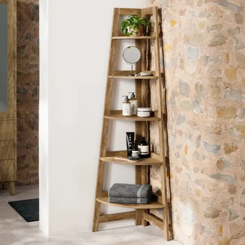 BOXED HUMPHREY CORNER LADDER SHELF - MANGO WOOD EFFECT (1 BOX)