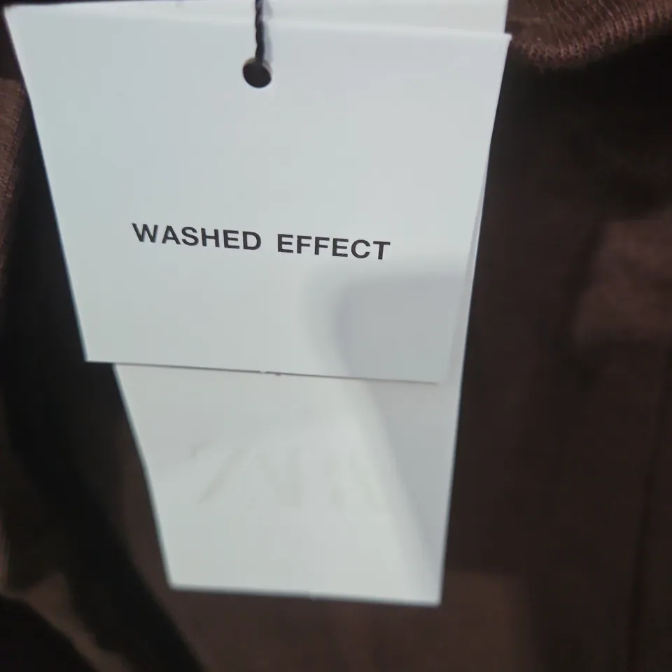 ZARA WASHED EFFECT BROWN CARDIGAN – SIZE L