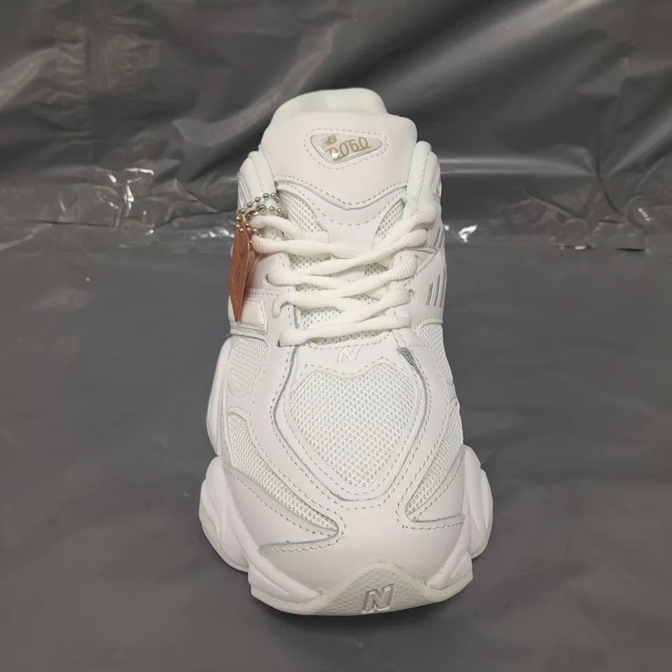 BOXED PAIR OF NEW BALANCE 9060 SHOES IN WHITE UK SIZE 6